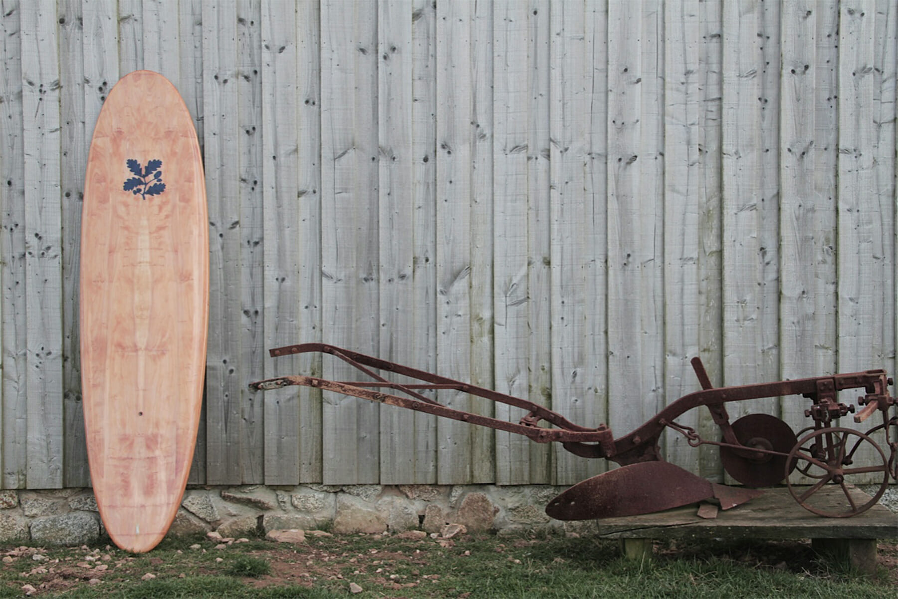 James Otter wooden surfboard National Trust at Trelissick Cornwall