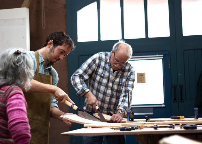 otter surfboards wooden bellyboard workshop
