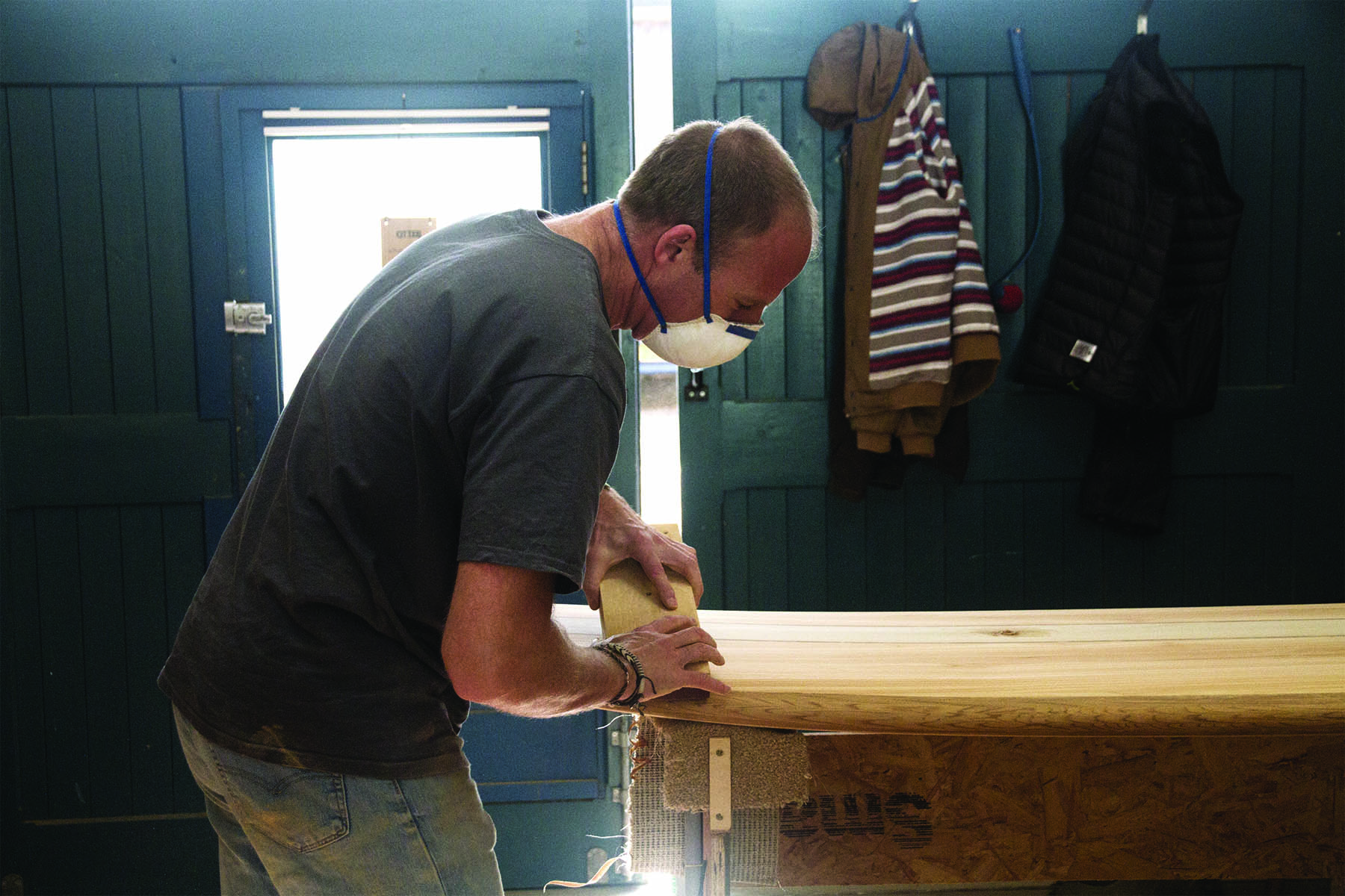 James Otter and a wooden surfboard workshop class in cornwall Jerome Lloyd and Graeme