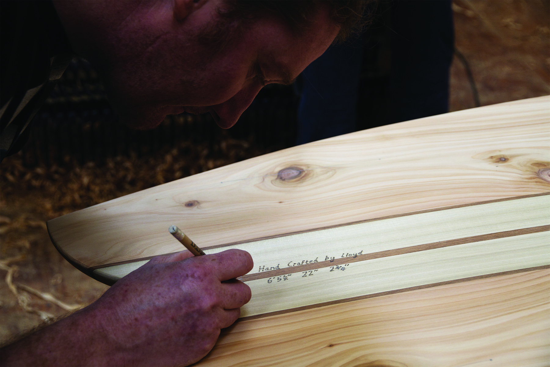 James Otter and a wooden surfboard workshop class in cornwall Jerome Lloyd and Graeme