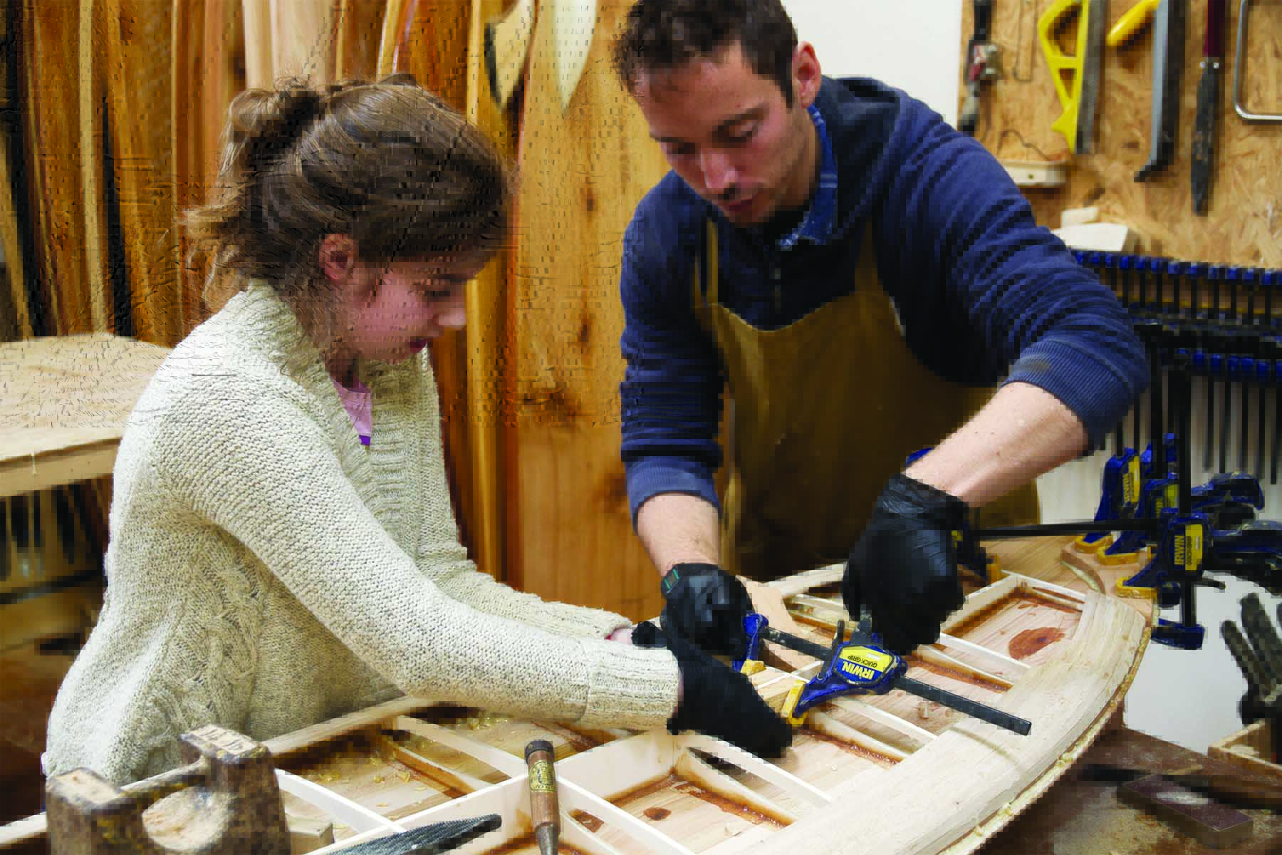 Alex and Jason otter wooden surfboard workshop October 2014 alex vent block