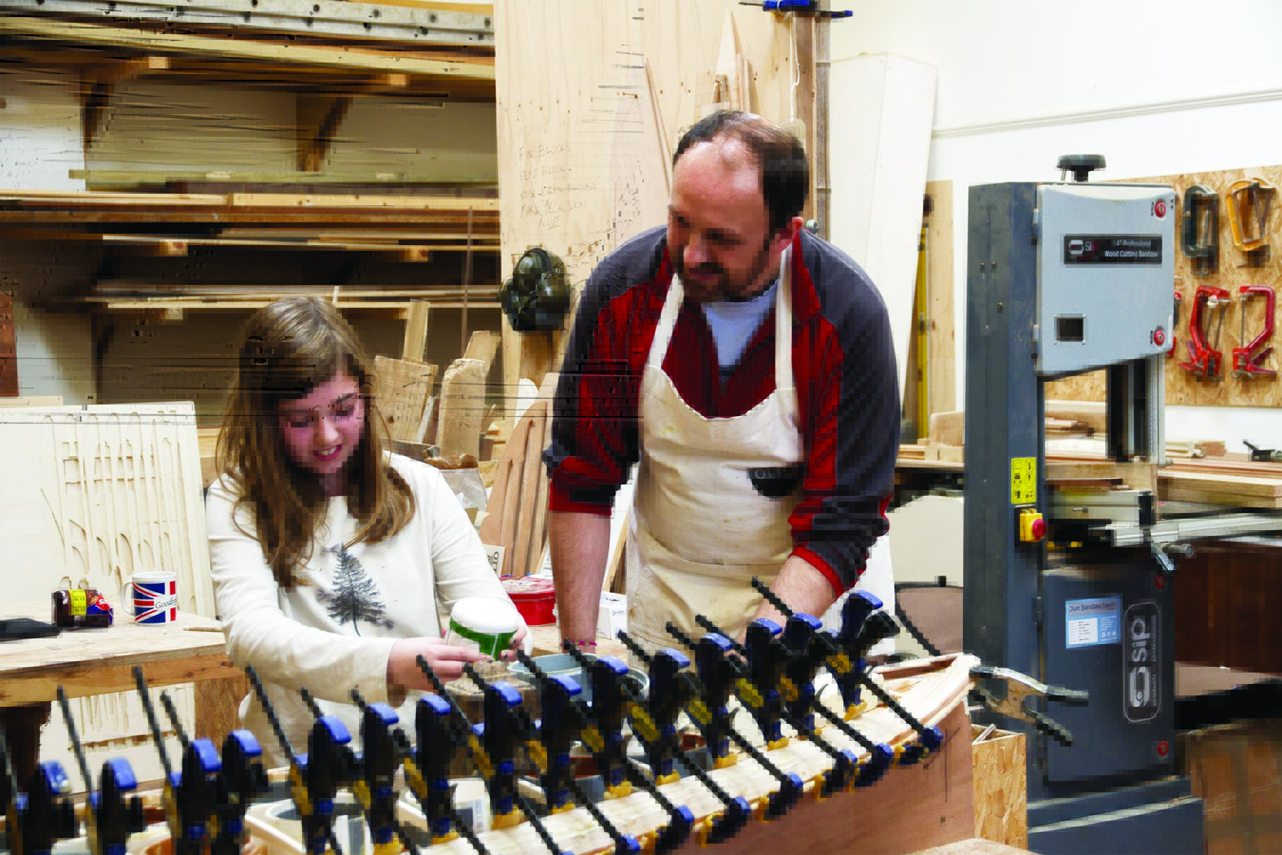 Alex and Jason otter wooden surfboard workshop October 2014 clamping together