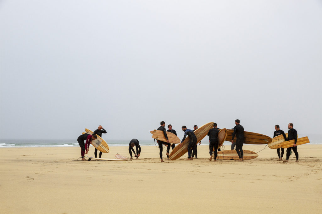 Otter Surfboards AGM Annual Gathering of Makers wooden surfboards on the beach