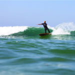 Asher King cuts back on the Otter Surfboards Wooden Fetch fish model in France.