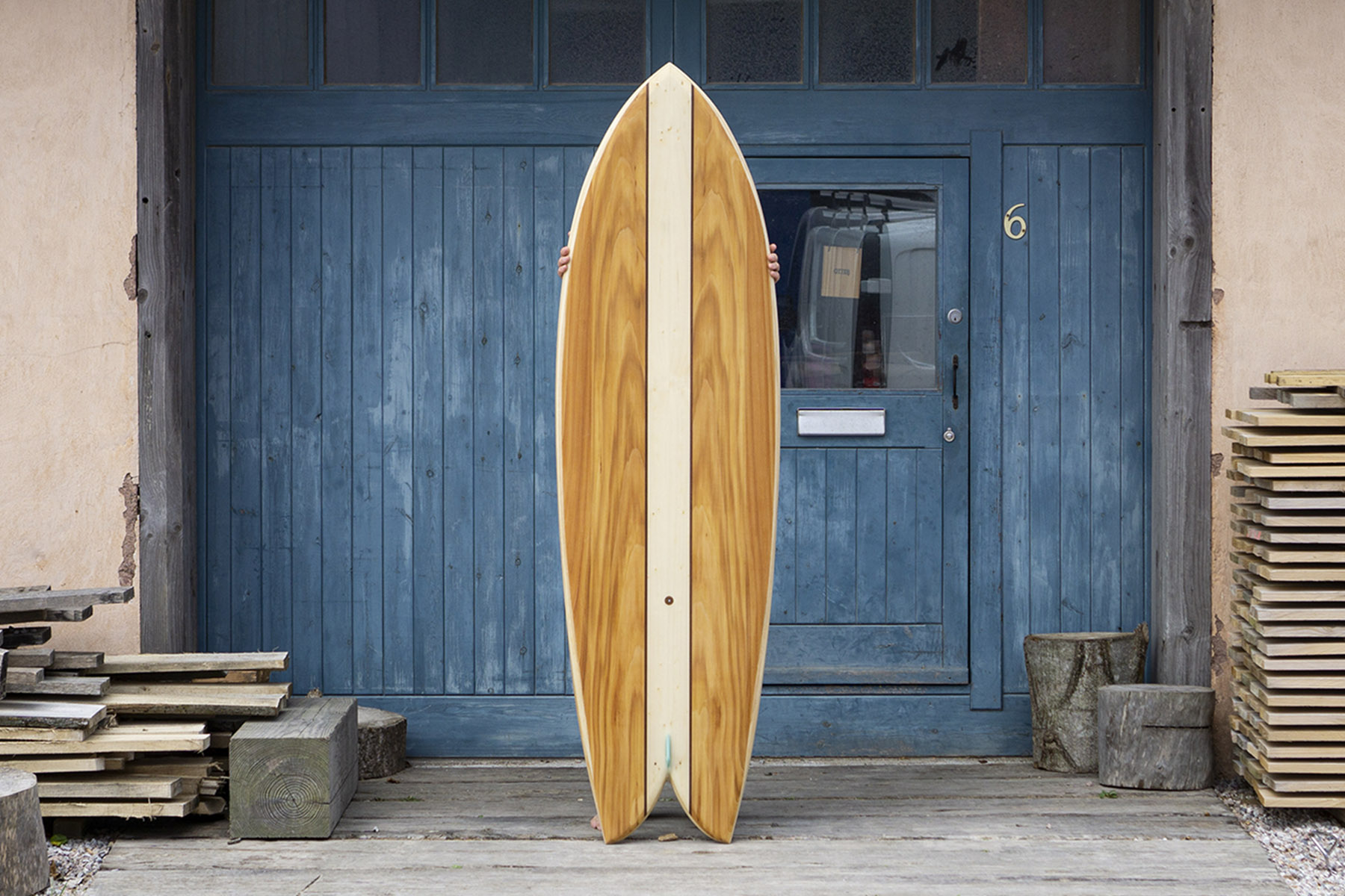 otter sustainable hollow wooden surfboard, the 6'4 Cutter