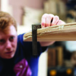 Otter Surfboards wooden surfboard workshop course in Cornwall Squaring the templates with ralph