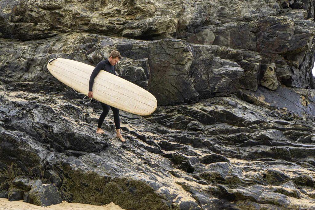 Mat Arney James Otter Surfboards Tea Tree Wooden Longboard First Surf Gwithian 10