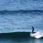 Mat Arney surfing the Otter Surfboards wooden Pier in mid-winter at Gwithian