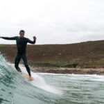 sam bleakley otter surfboards wooden nose riding hang five