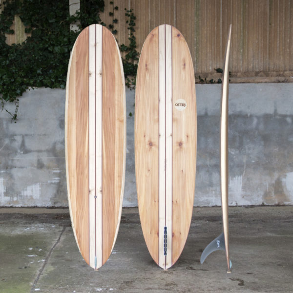 finished wooden surfboard composite otter surfboards workshop cornwall Barque
