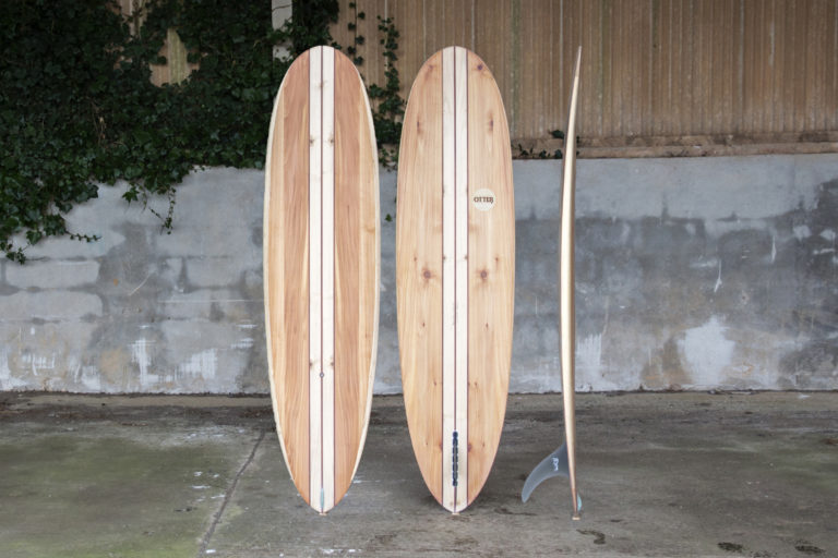 finished wooden surfboard composite otter surfboards workshop cornwall Barque