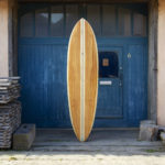 finished wooden surfboard composite otter surfboards workshop cornwall Roller Coaster