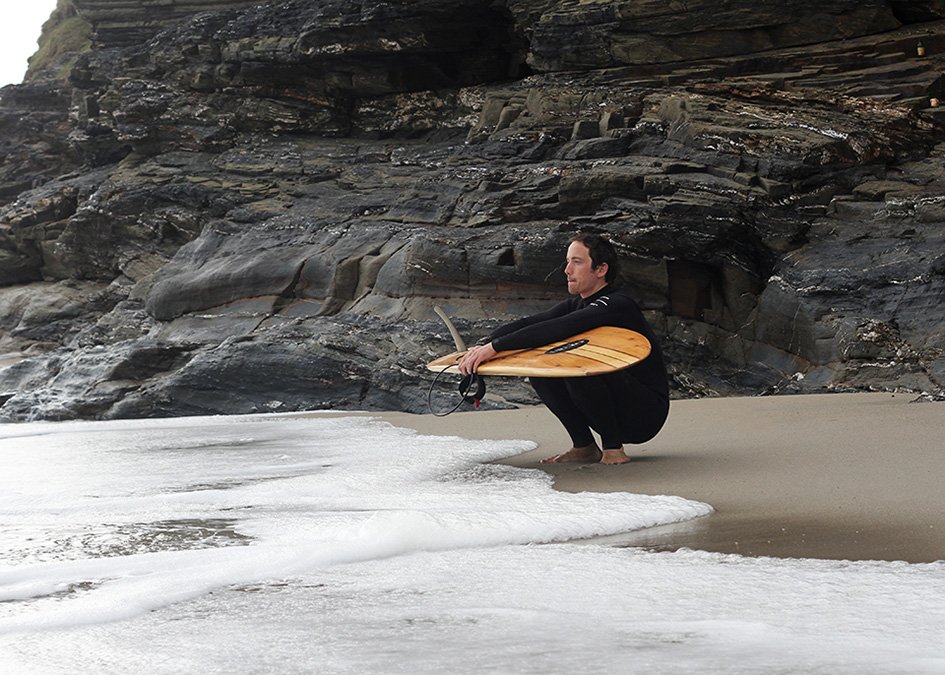 Otter Surfboards James surfing Finisterre Nieuwland works wetsuit