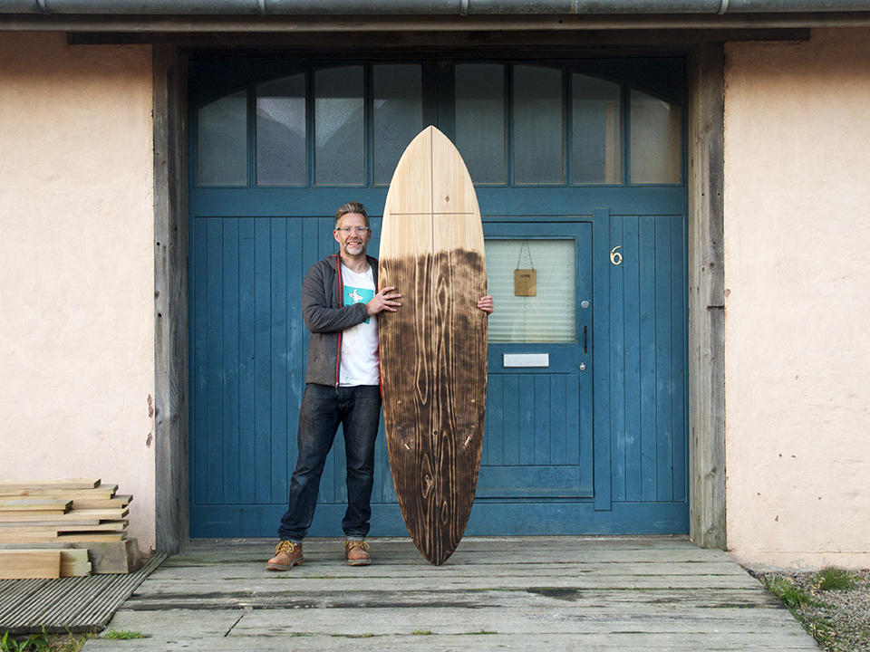 ben cook shou sugi ban otter wooden surfboard burning finished board