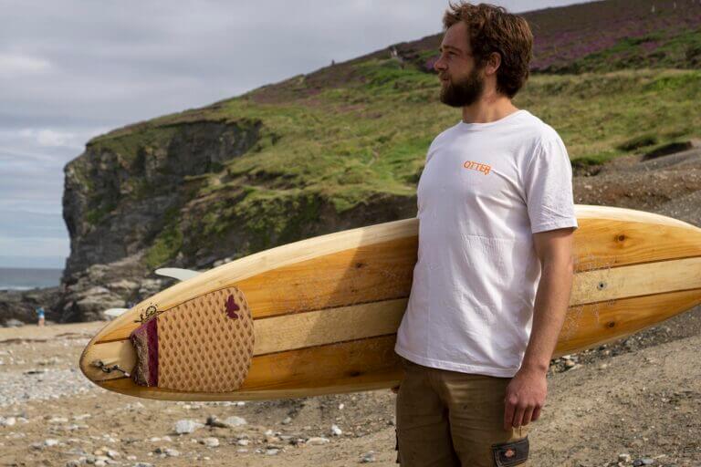 Otter Surfboards Organic Cotton T Shirt Vintage White