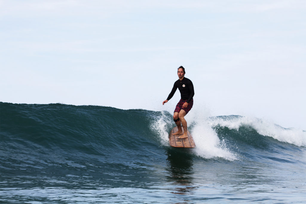 James Otter Riz Boardshorts Wooden Surfboard Seasaw Longboard gliding