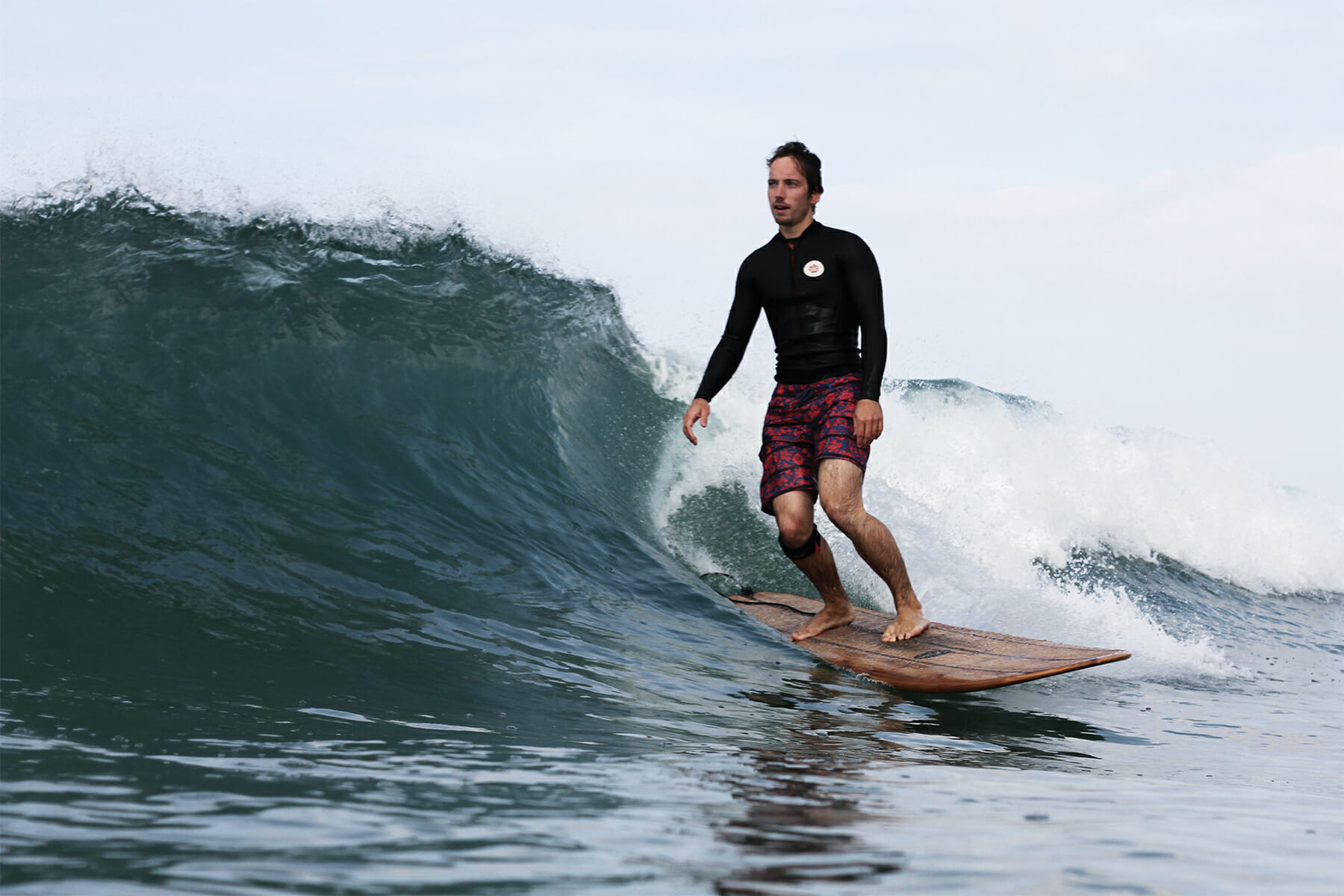 James Otter Riz Boardshorts Wooden Surfboard Seasaw Longboard curl