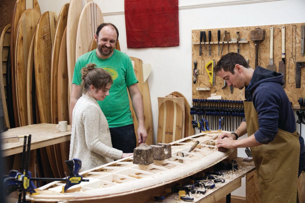 Alex and Jason otter wooden surfboard workshop October 2014