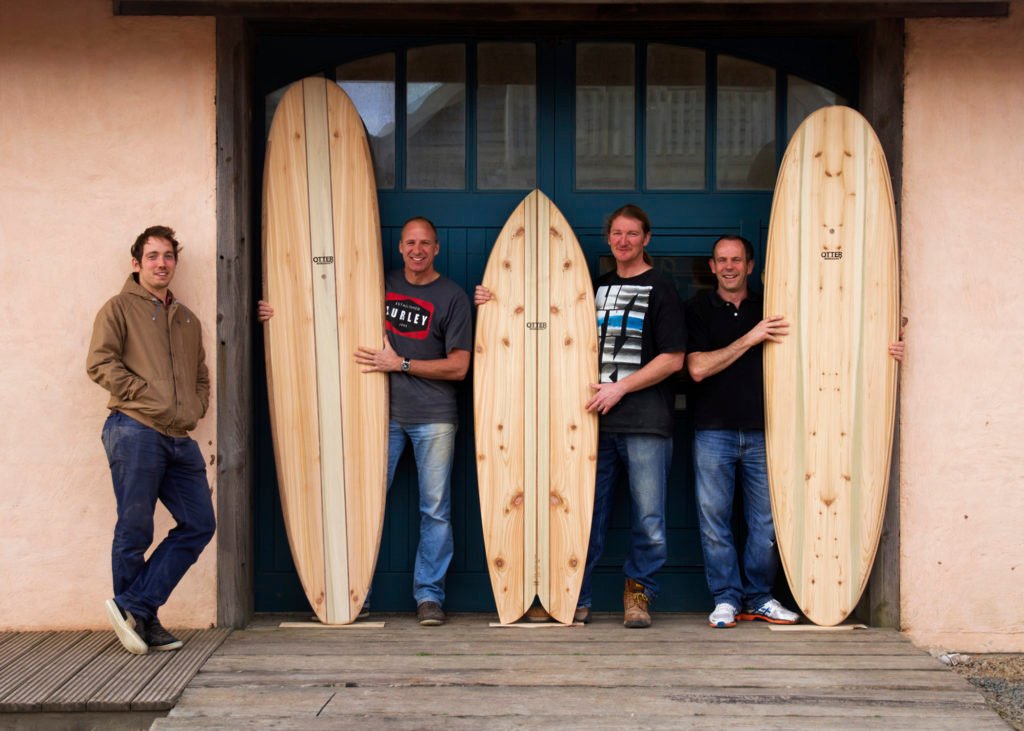 James Otter and a wooden surfboard workshop class in cornwall Jerome Lloyd and Graeme