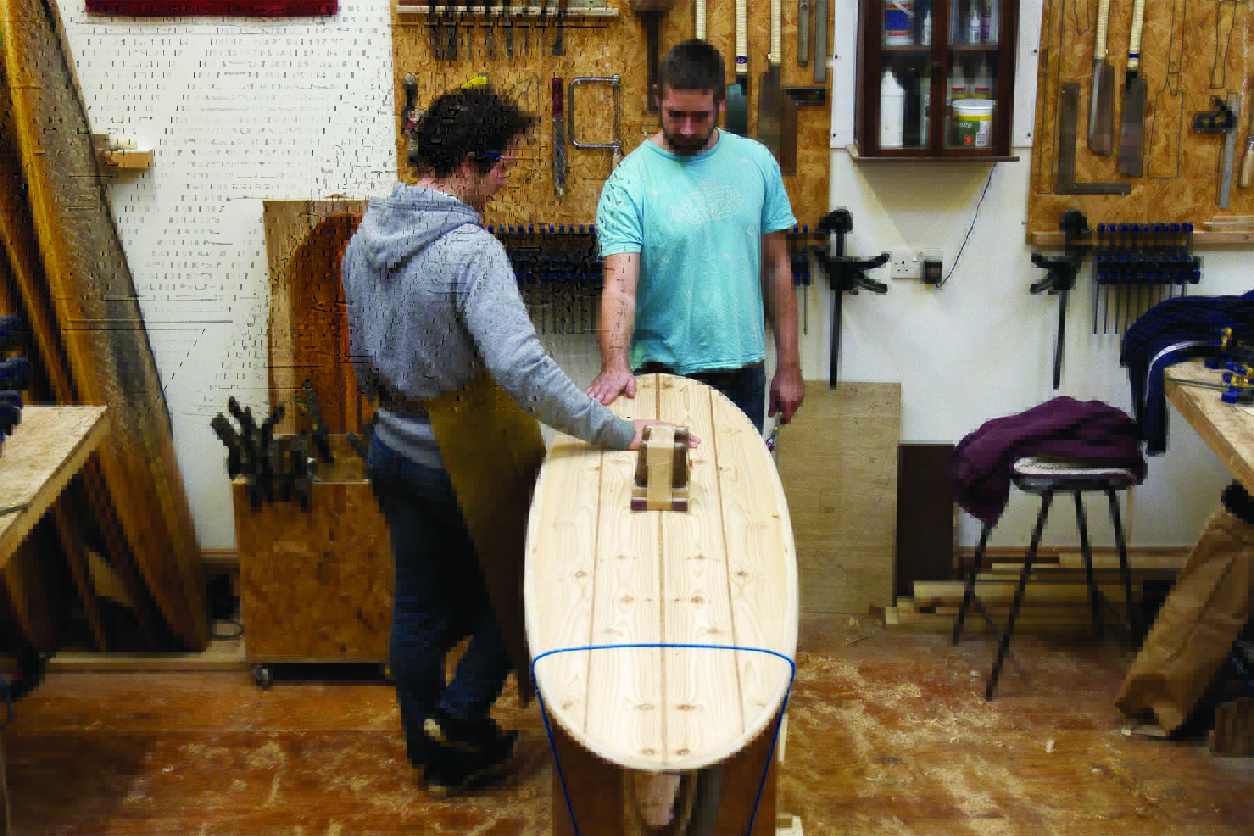 James williams and james otter wooden surfboard workshop cornwall february 2015 template nose