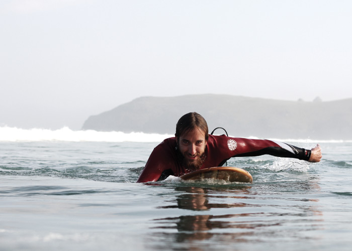 Luca otter wooden surfboard workshop cornwall july 2014 paddling surf