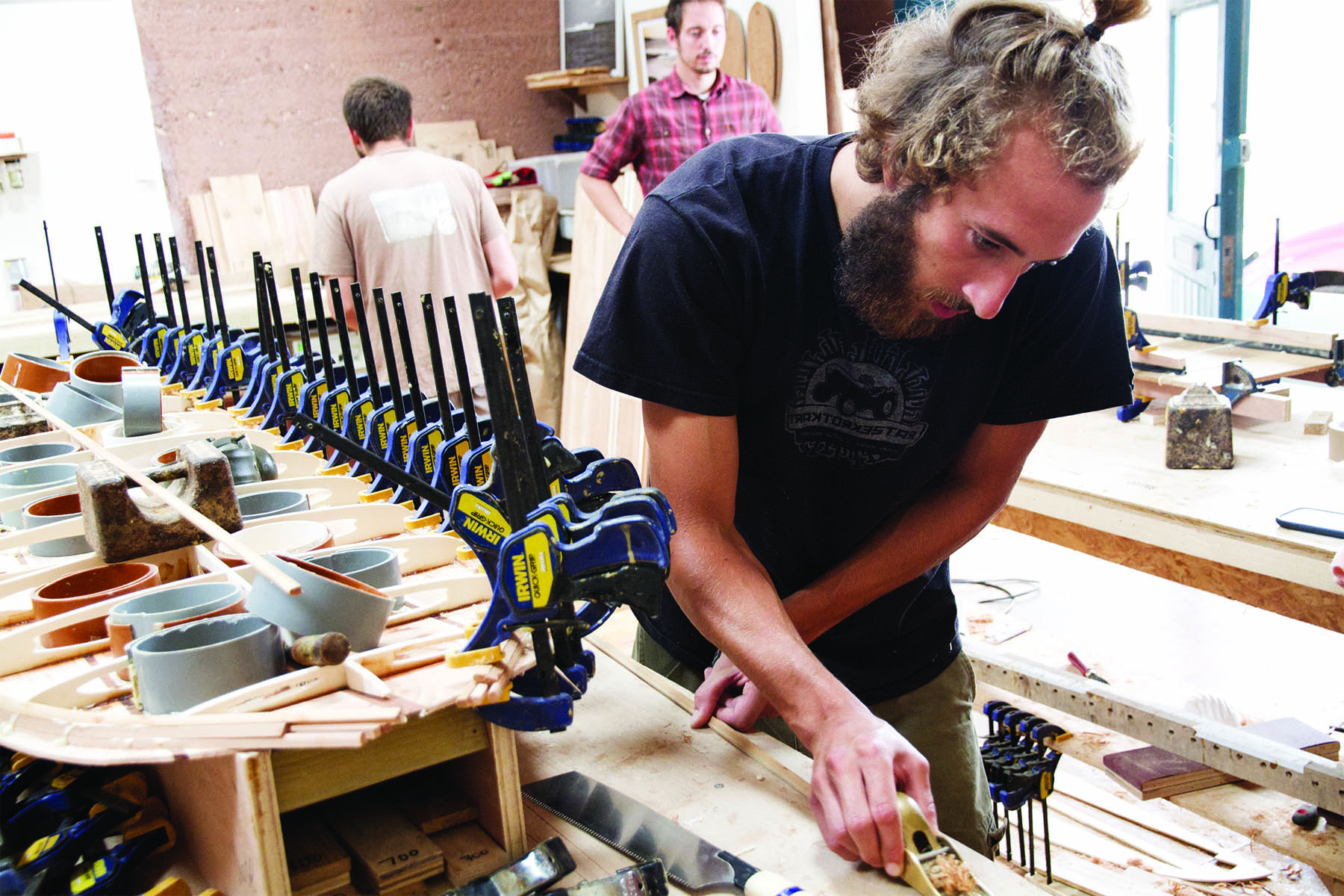 Luca otter wooden surfboard workshop cornwall july 2014 workshop