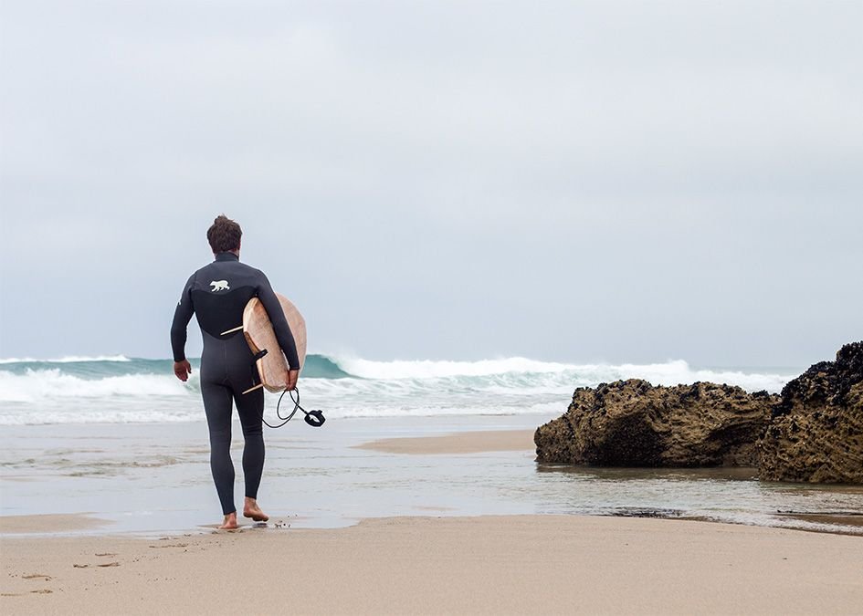 Otter wooden surfboard beach wave Ally