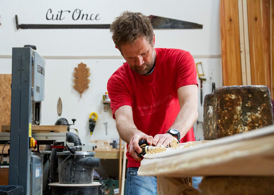 otter wooden surfboard workshop shaping