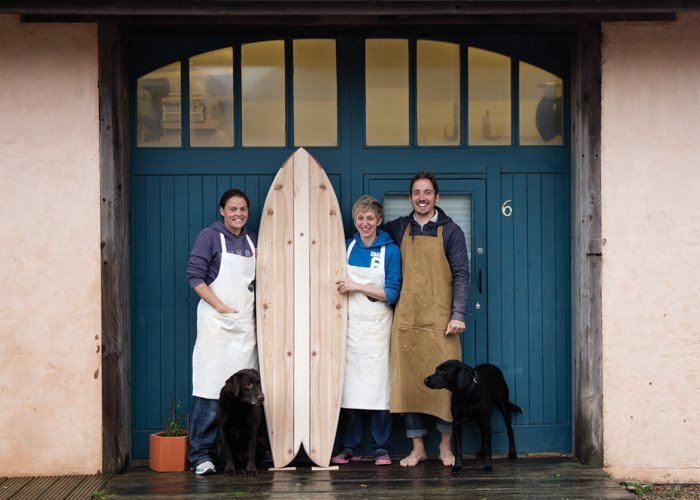 Penny and Rowena November Otter Wooden Surfboards Workshop Cornwall 2014 portrait