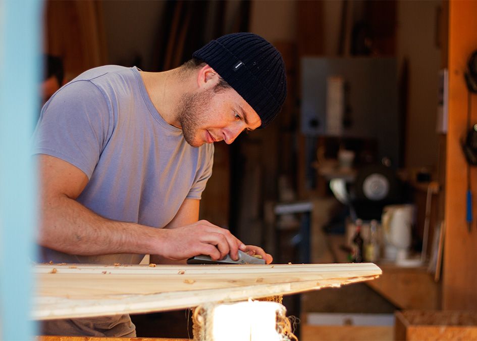 otter workshops wooden surfboard