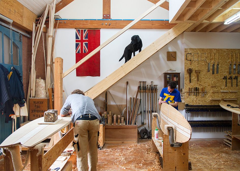 Otter wooden surfboard workshop shaping