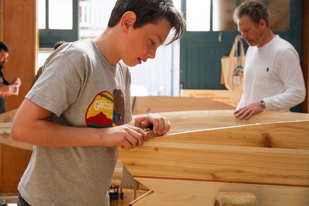 otter wooden surfboard workshop shaping