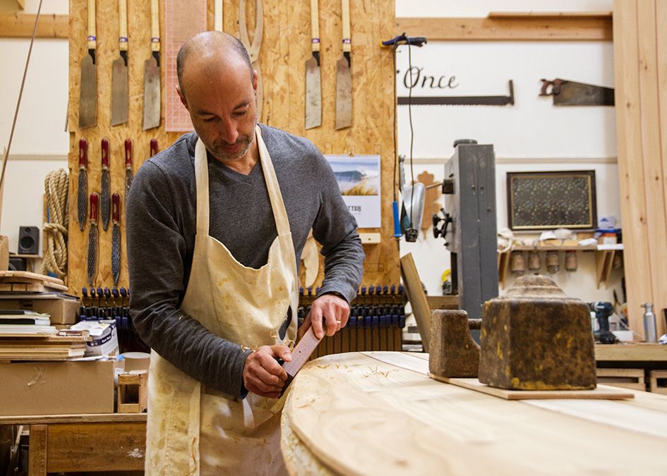 otter wooden surfboard workshop shaping