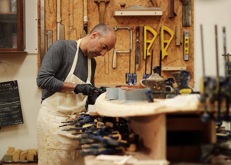 otter wooden surfboard workshop shaping