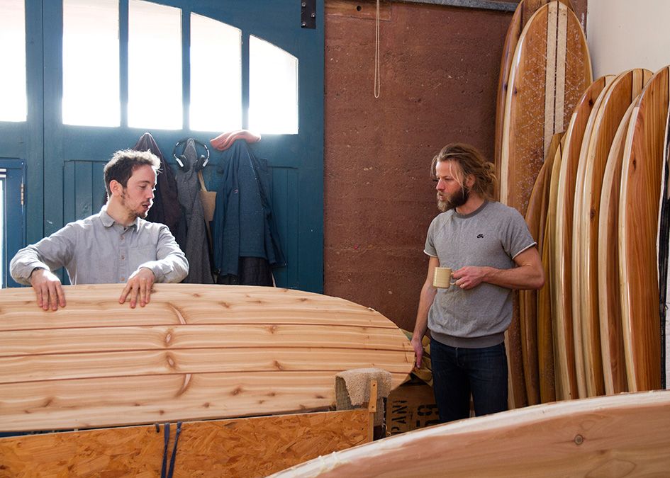 otter wooden surfboard workshop