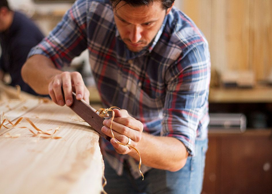 otter wooden surfboard workshop shaping