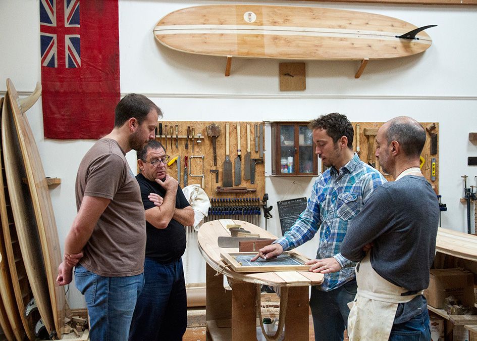 otter wooden surfboard workshop