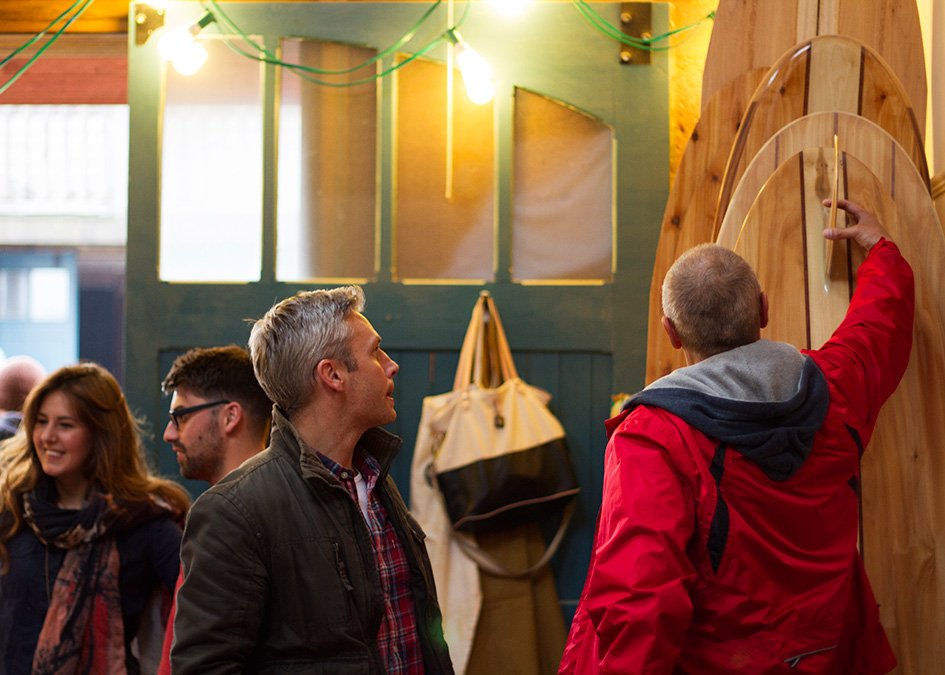 Otter wooden Surfboards open workshop boards bangers and beer 2015 admirers