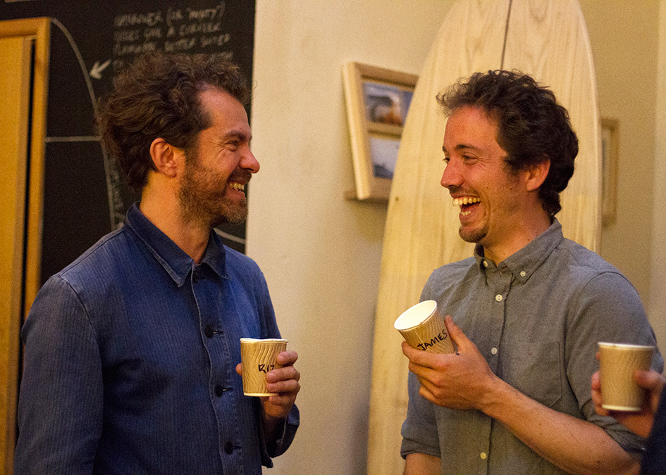Otter wooden Surfboards open workshop boards bangers and beer 2015 riz and james