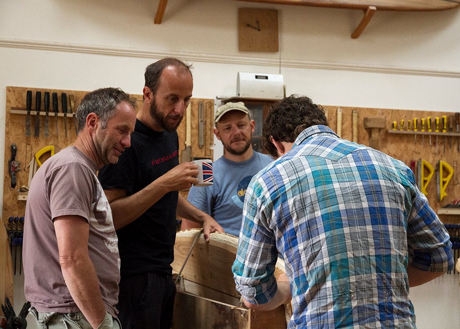 Otter Wooden Surfboard Workshop June 2015 group shaping discussion