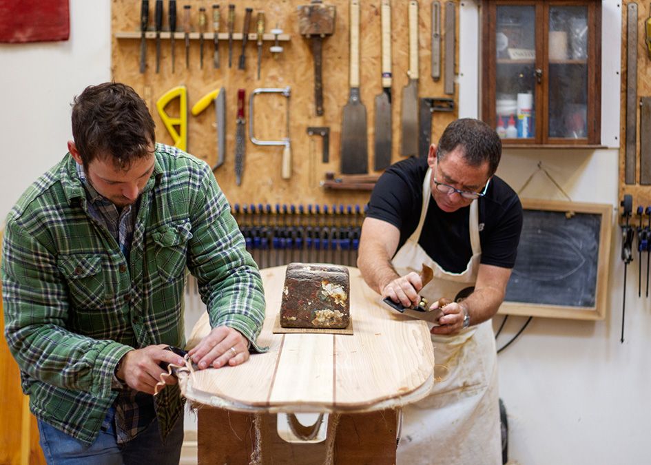 otter wooden surfboard workshop shaping