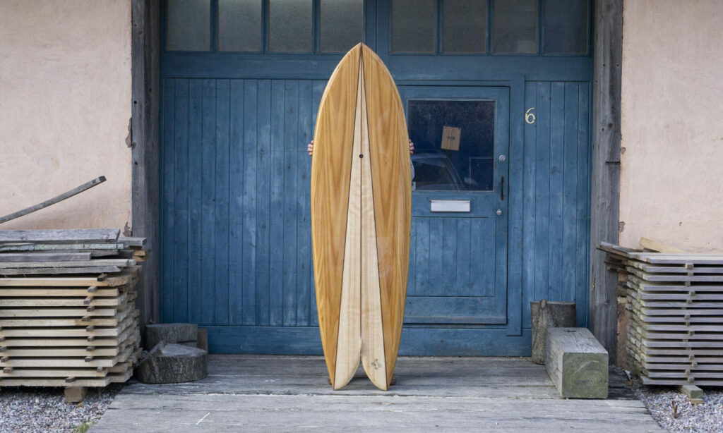 Otter Wooden Surfboard Twin Fin Pin Lines