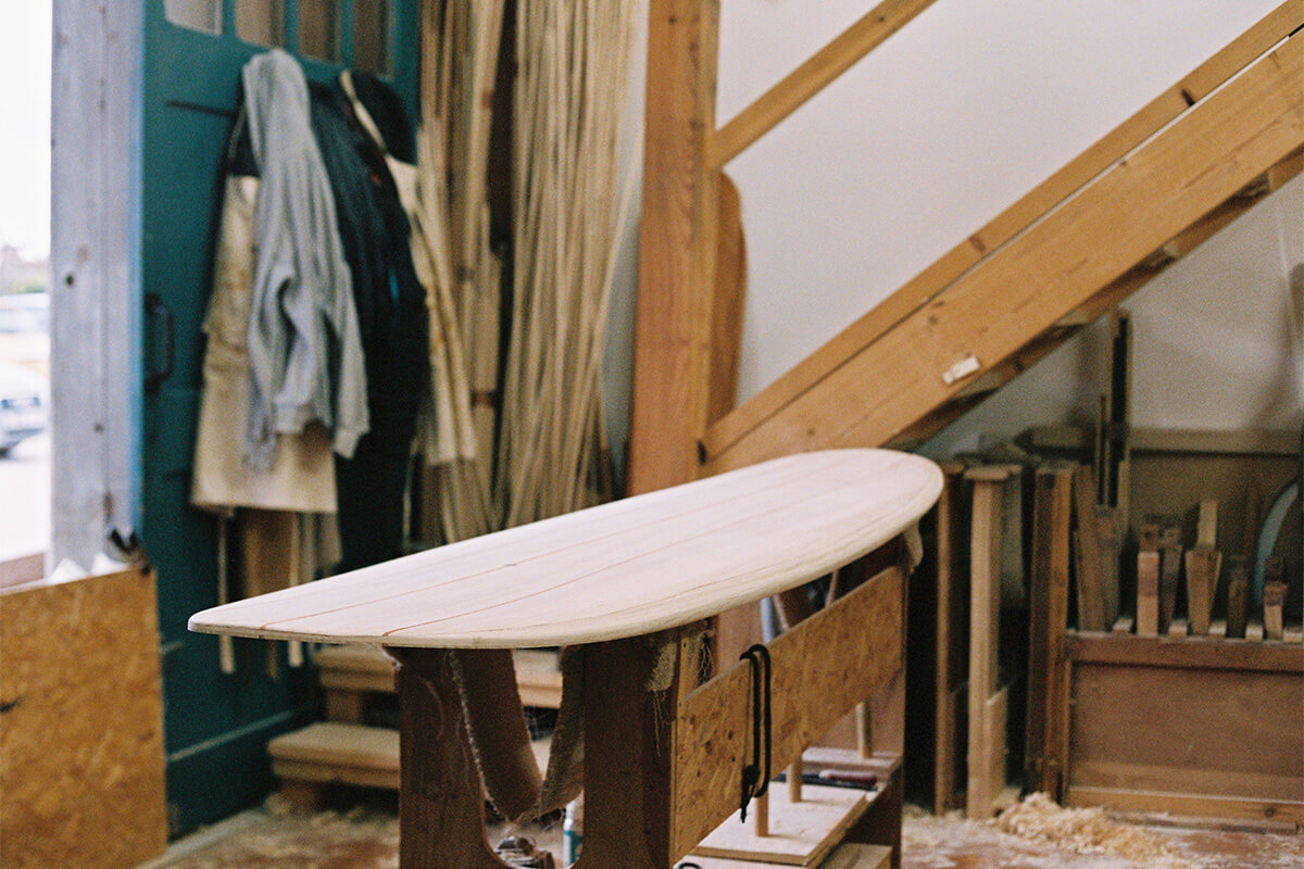 otter wooden surfboard workshop