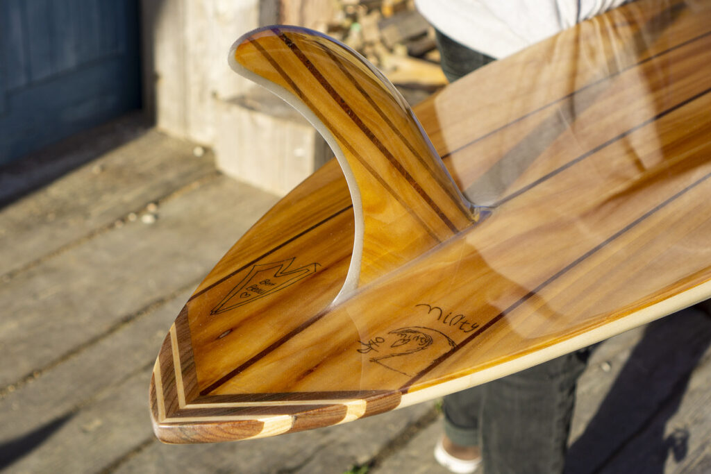 otter wooden surfboards fin