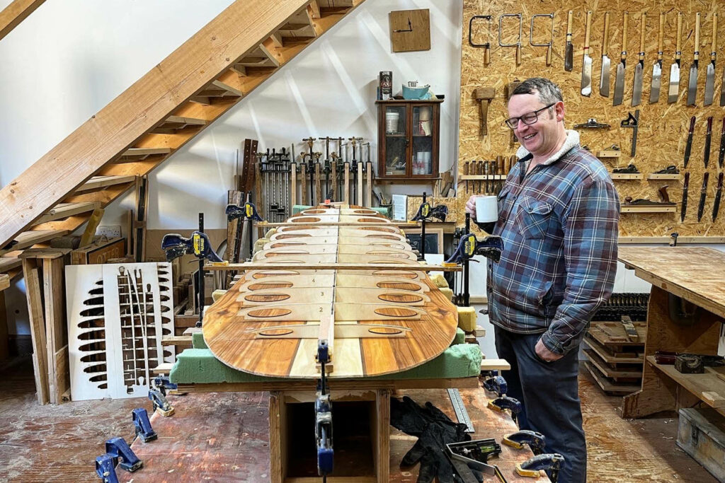 otter wooden surfboard workshop