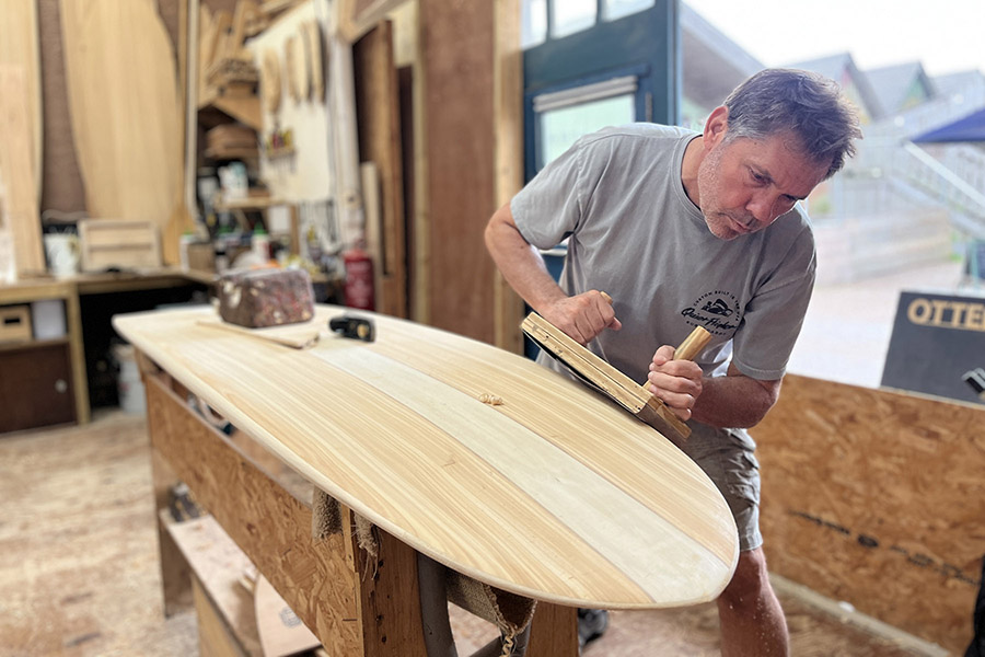 otter wooden sufboards shaping workshop