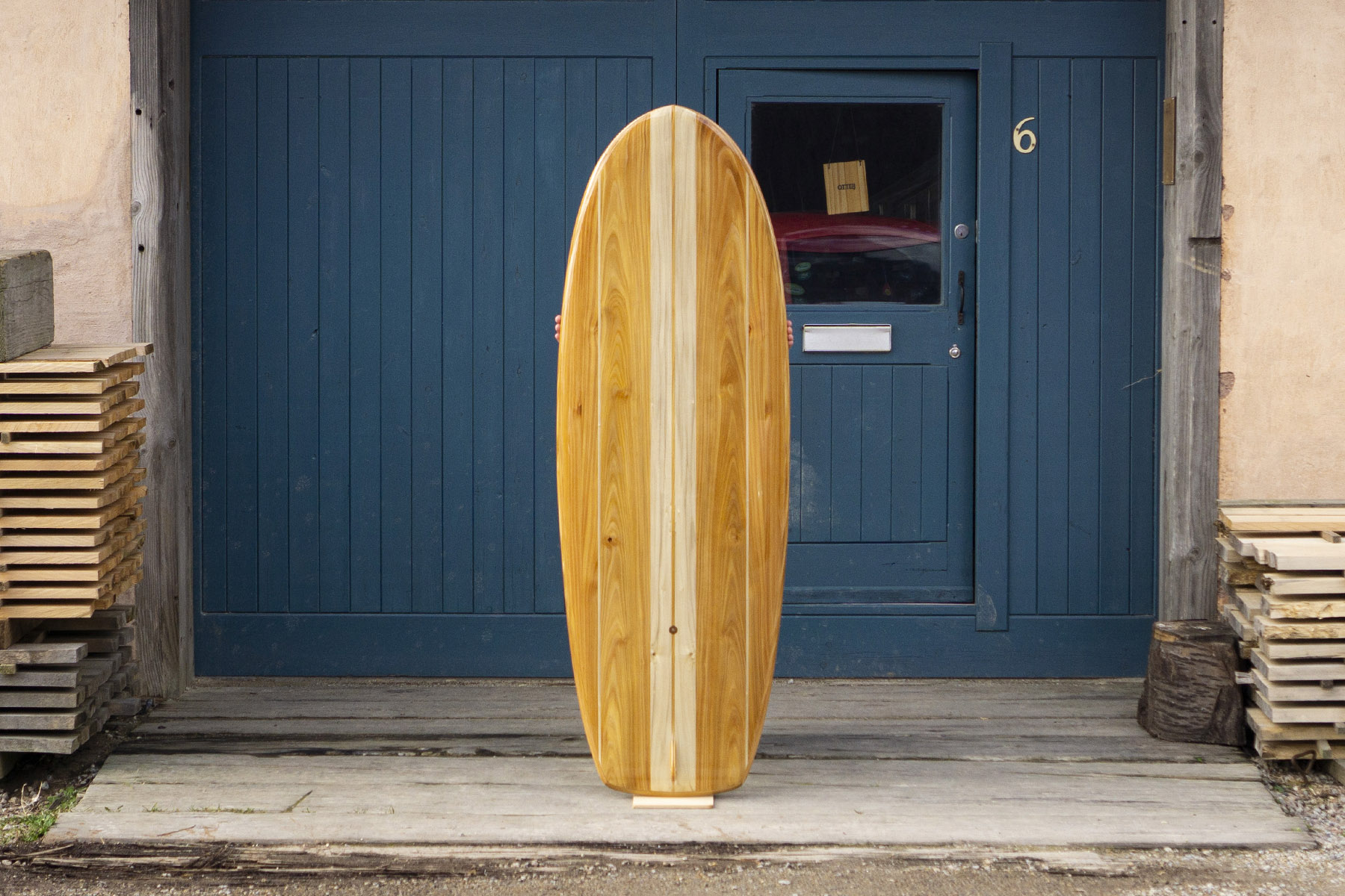 Otter Wooden Surfboard Seadar Mini Simmons Blue Door Deck Product