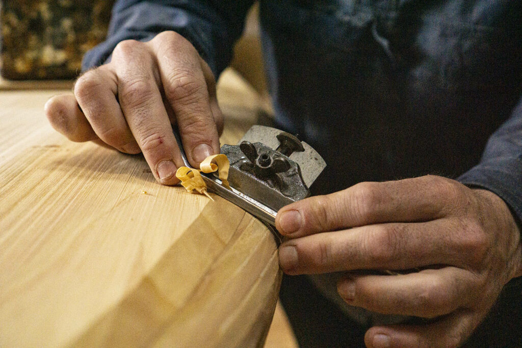 Shaping a sustainable, hollow wooden Otter surfboard