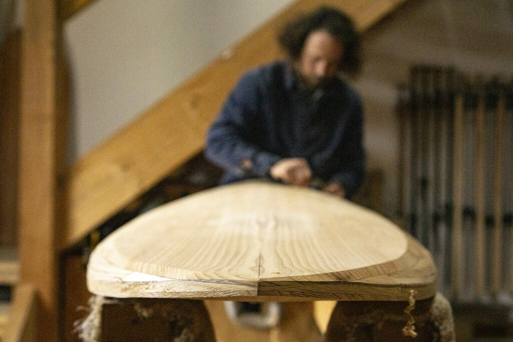 Shaping a sustainable, hollow wooden Otter surfboard