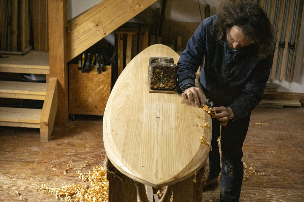 Shaping a sustainable, hollow wooden Otter surfboard
